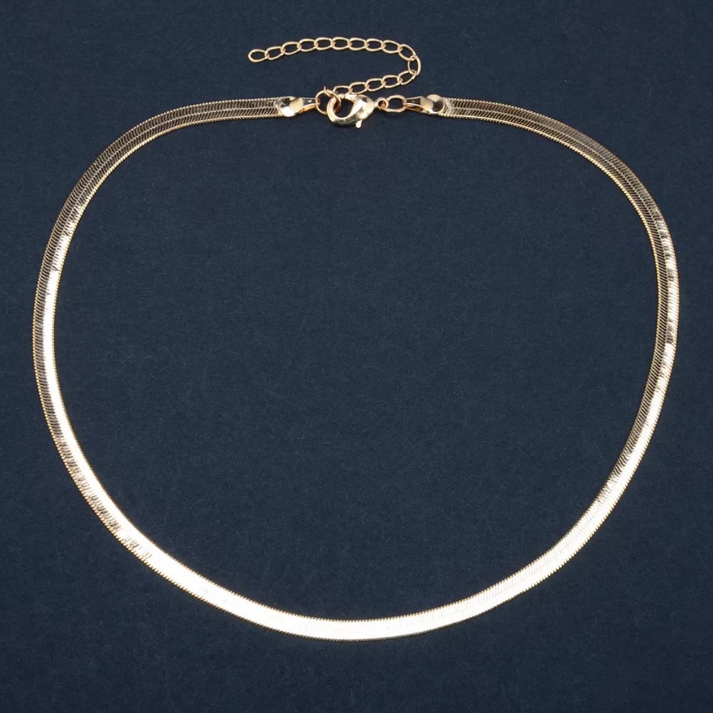 New 18k Gold Flat Blade Snake Link Chain Necklace - Picture 6 of 6